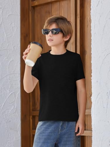 EPICGALA Boys Pocket T-Shirt Short Sleeve Crewneck Basic Tee Casual Summer Top 5-6 Years Black — view 2