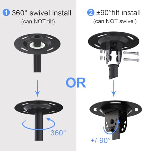 Image of Suptek Ceiling TV Wall Mount Fits Most 26-50 inch LCD LED Plasma Flat Panel Display with Max VESA 400x400mm Max Loaded up to 45kg Height Adjustable with Tilt and Swivel Motion MC4602