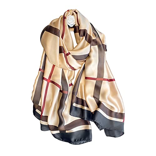 Image of Aufeel Fashion Scarves 100% Silk Felling Scarf Long Lightweight Sunscreen Shawls Wrap for Women Hair Scarves
