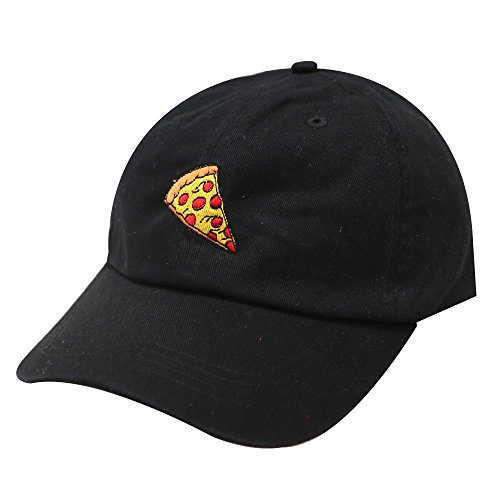 City Hunter C104 Pepperoni Pizza Cotton Baseball Dad Caps 14 Colors (Black)