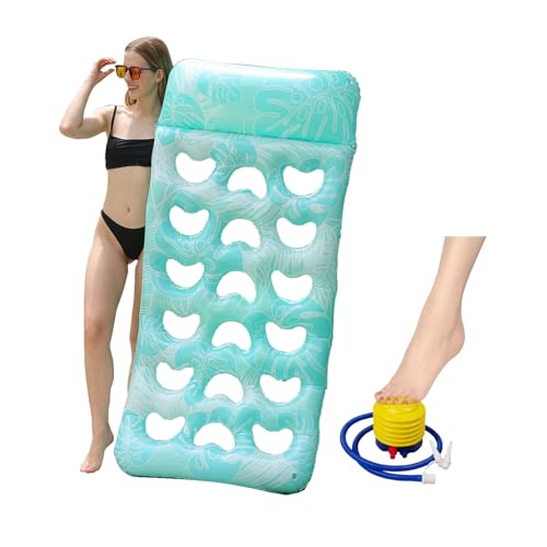 Furforstk luftmatratze Pool Erwachsene 170x80cm luftmatratze Wasser Erwachsene Mit aufblasbaren Geräten wasserhängematte, wassermatratze, schwimmmatratze für Erwachsene, Sommerspaß, Wasserparty(Blau)