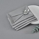 maxmill Cloth Napkins Weaved Texture Pattern Soft Comfortable and Luxury Serviette for Restaurant Family Dinners Weddings Parties and Banquets Set of 4 Pieces, 20 x 20 Inch Light Grey