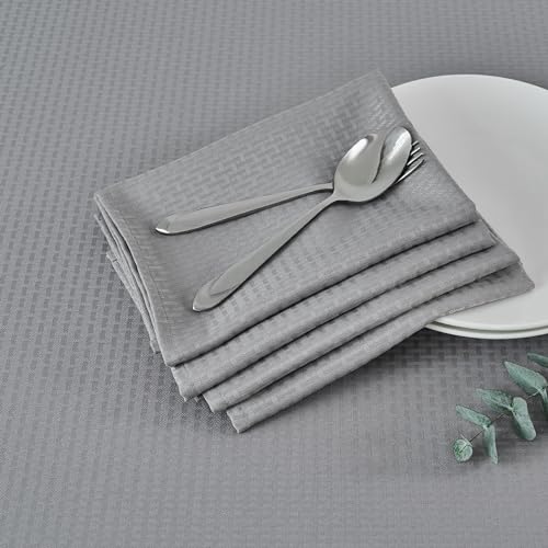maxmill Cloth Napkins Weaved Texture Pattern Soft Comfortable and Luxury Serviette for Restaurant Family Dinners Weddings Parties and Banquets Set of 4 Pieces, 20 x 20 Inch Light Grey