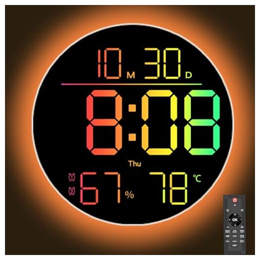 QINFIEY 10 Inch LED Wall Clock with RGB Ambient Light, Auto Dimming, RGB product image