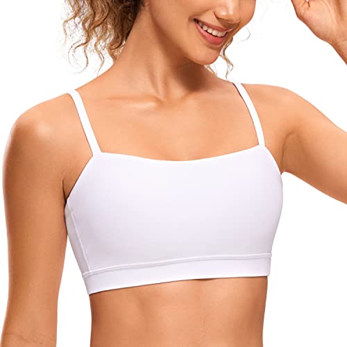 Image of CRZ YOGA Butterluxe Womens Adjustable Spaghetti Thin Strap Sports Bra - Padded Wireless Square Neck Workout Yoga Clothes