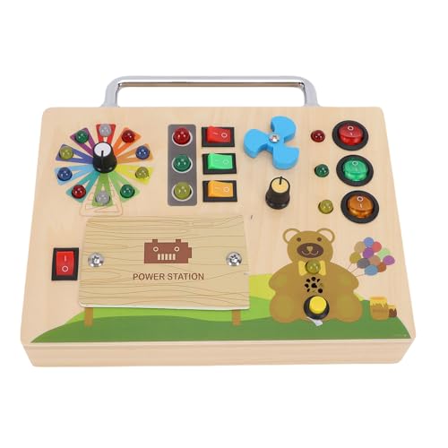 Tablero sensorial de madera con semáforo LED infantil de 22x4x20 cm 3