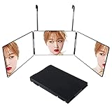 KCRET 3 Way Mirror, Trifold Vanity Mirror 360°Trifold Mirror Hangable On Wall Or Tabletop Cosmetic & Makeup Mirror for Hair Cutting, Shaving, Hair Styling, Grooming