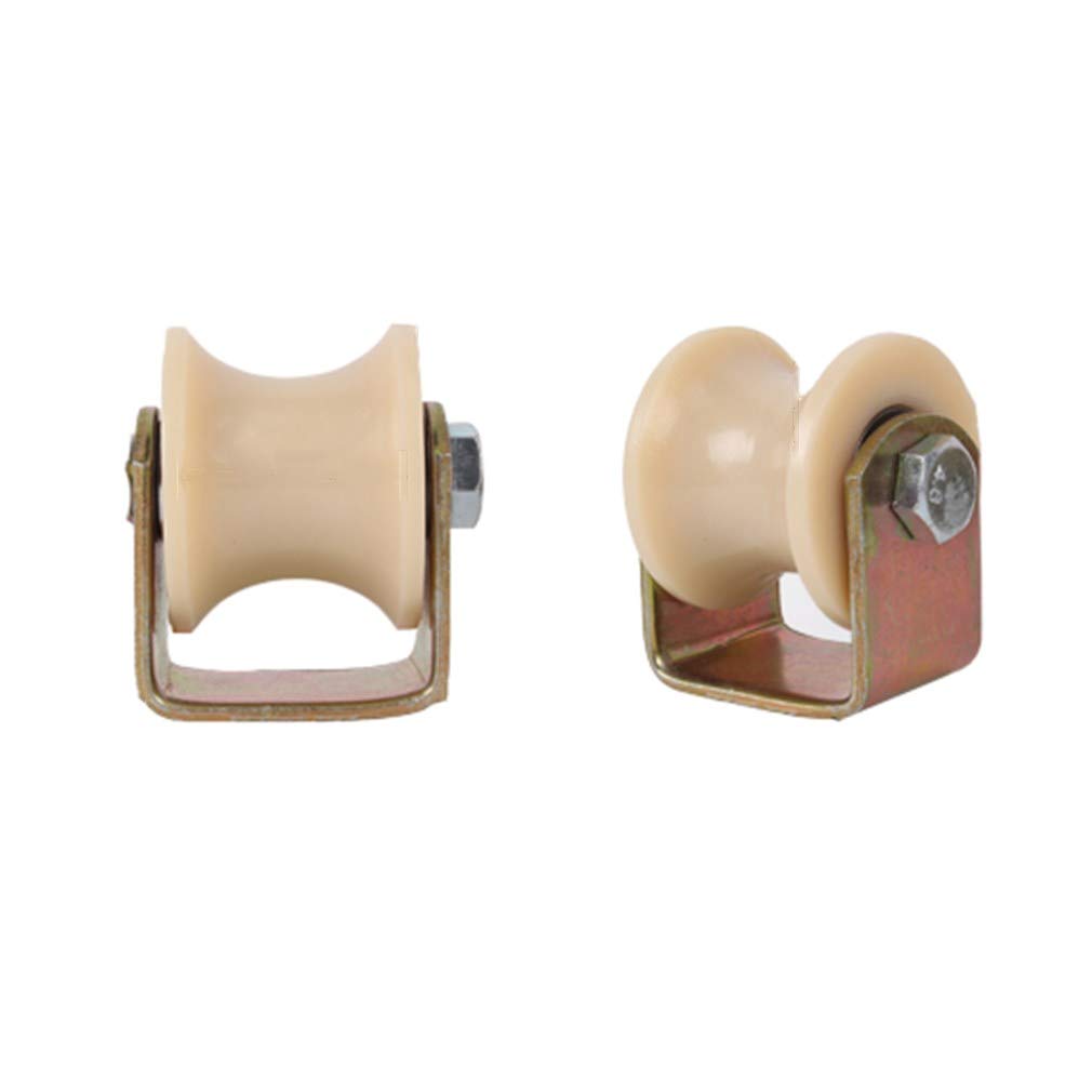 GBRJUYF Heavy Duty 2" Arc-Groove Caster Wheels - Nylon Directional Sheave for Industrial Machines, Sliding Doors & Rolling Gates - Double Bearing Track Wheel (100mm/4in)