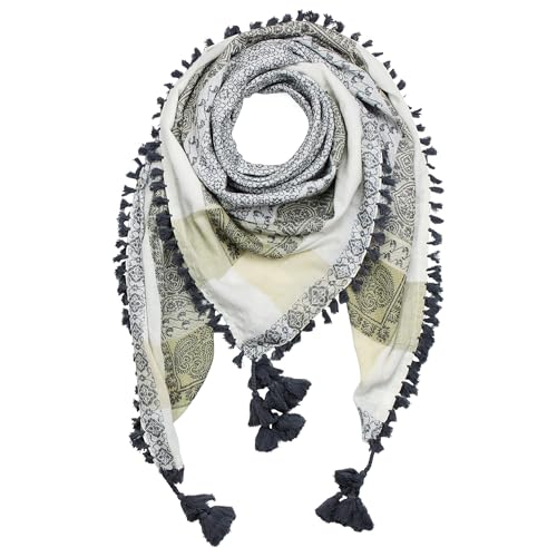 Shemagh keffieh blanc gris en coton, foulard Arafat palestinien 120x120 cm motif géométrique