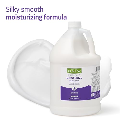 Image of Medline Remedy Essentials Moisturizing Body Lotion (1 Gallon Bottle), 1 Count, Fresh Scent, Hydrating, Non-Greasy, For Dry Skin, Hypoallergenic, Men, Women, Elderly
