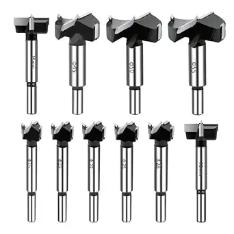 10PCS Forstner Drill Bit Set, Carbide Tipped Wood and Plastic Hole Saw Kit