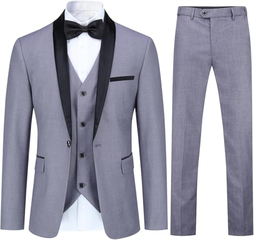 Costume 3 pièces homme gris clair élégant pour un mariage ou un bal réussi
