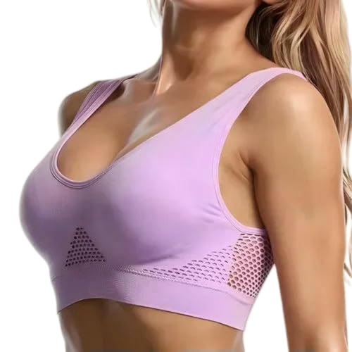KLIRTEU Sujetador Deportivo Mujer Stras Deportivos Ajustables para Mujeres Yoga Talla Grande Bralette Mujer Superior Ropa Interior Acolchada para Correr-púrpura Ligera-Metro