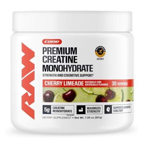 RAW Nutrition Creatine Monohydrate Powder, Cherry Limeade (30 Servings)