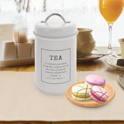 Bote de café de granja de hierro blanco y tarro de té hermético ligero 5
