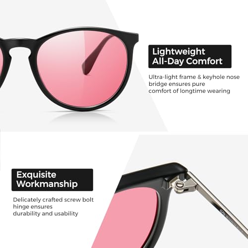 Image of SUNGAIT Premium Vintage Round Sunglasses for Women Men Classic Retro Style
