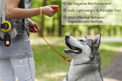 Image of SunGrow 2-Pack Dog Clicker for Training with Wrist Bands, 2 Inches Multicolor, Pet Cat Dog Training Clickers & Behavior Support, Convenient and Effective Clicker Training Tools for Puppy or Cat