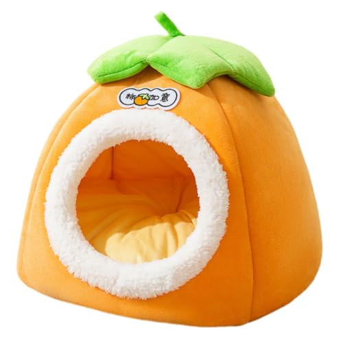 【Biizhe】猫ベッド ペットベッド 猫トンネル ペットハウス 猫ハウス 柿型ペットベッド クッション ソフトマット 綿 犬猫兼用 S M L サイズ 柔らかい 滑り止め 丈夫 水洗い可能 冬 年中使える 使いやすい 多用途(猫1匹,オレンジ)