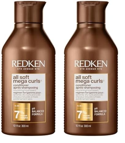 Redken All Soft Mega Curls, Acondicionador profesional para cabello rizado y seco, hidrata y define los rizos con tecnología Nourish Complex y Aloe Vera Sin parabenos, 300 ml, 0.329 kilograms, 1 item