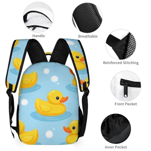 Backpack with Lunch Box & Cosmetic Bag Set Yellow Rubber Duck Print (2) Bookbag Daypack Set Backpack with Lunch Bag Storage Bags3