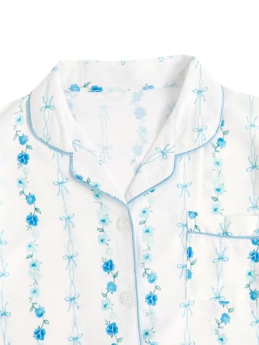 Image of Verdusa Pajamas For Women Set 2 Piece Cute Pjs Sleepwear Lounge Sets | Pj Sets For Woman, Button Down Shirts With Pajama Shorts, Cute Print, Comfy Sets