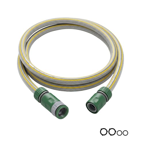 1.5m Short Hose Pipe ø 11 mm (1/2) | Universal Connection Kit | Small Hosepipe Including 3/4 Male Threaded | 2 in 1 Tap Adapter | Fitting Kit for Garden Hose Reel Cart