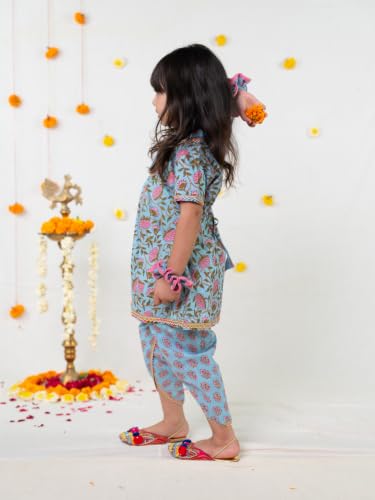 Image of POLKA TOTS Girls Cotton Kurta Dhoti Set | Traditional Ethnic Wear for Kids Girls | Festival Dress for Diwali Navratri Pooja Wedding Party | Indian Traditional Outfit for Girls | 6 Months - 8 Years