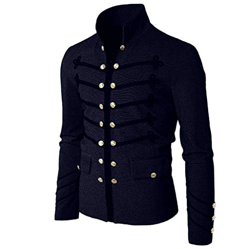 Chaqueta gótica Escudo de los Hombres botón Bordado Abrigo Uniforme Tallas Grandes Traje de Fiesta Prendas de Vestir Exteriores Color sólido Gusspower