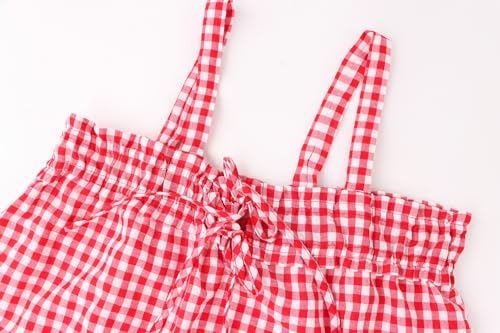 Women Plaid Cropped Camisole Tops Ruched Tie Front Square Neck Backless Loose Cute Crop Cami Tank Adjustable Top2