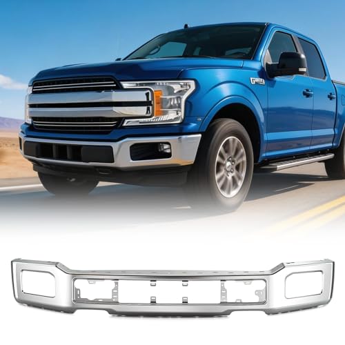 VRC Front Bumper Compatible with 2018 2019 2020 Ford F-150 F150 One-Piece Bumper Chrome Face Bar For 18 19 20 F150 Replacement FO1002430