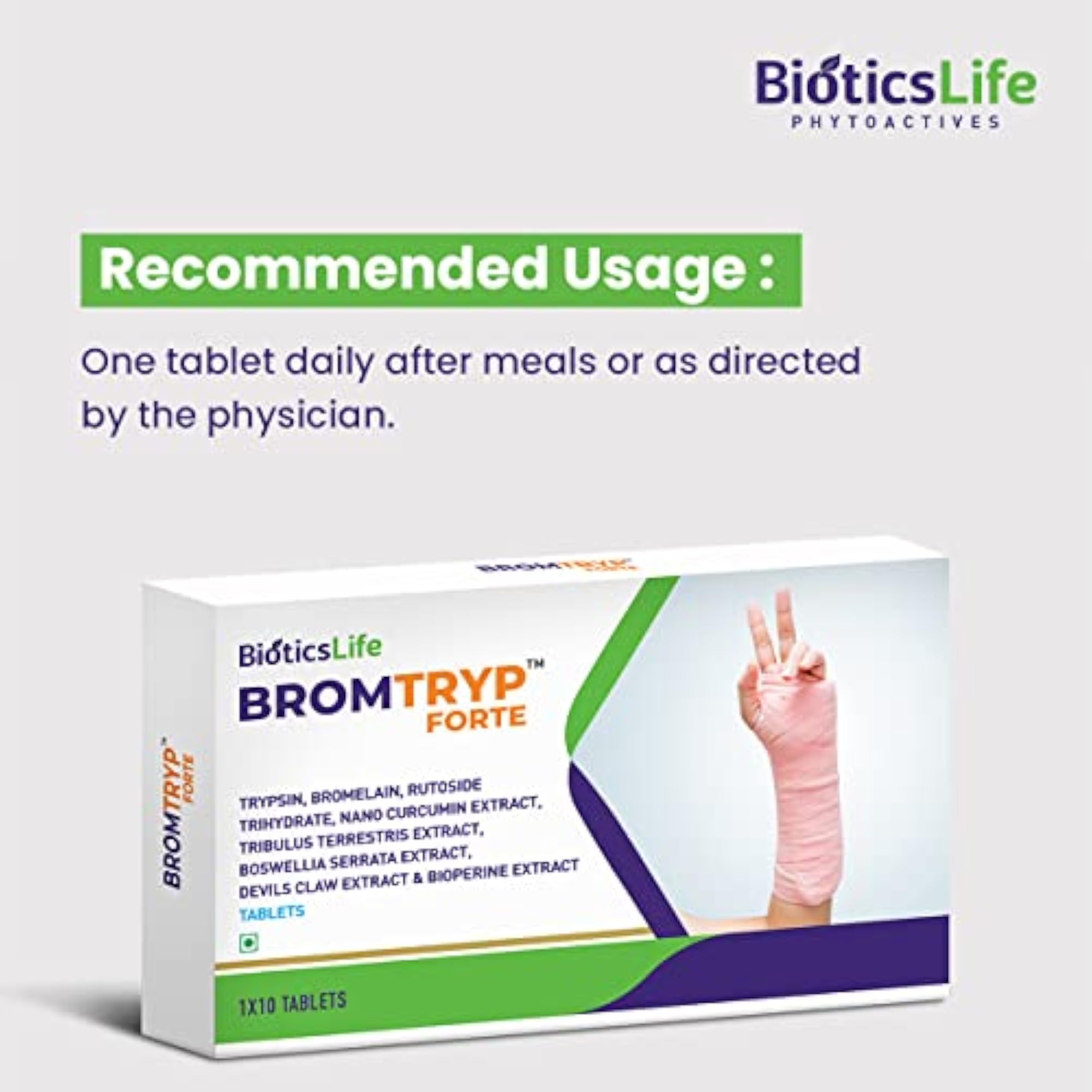 BIOTICSLIFE Bromtryp Forte, Healing Wound Support, Pack of 30 Tablets