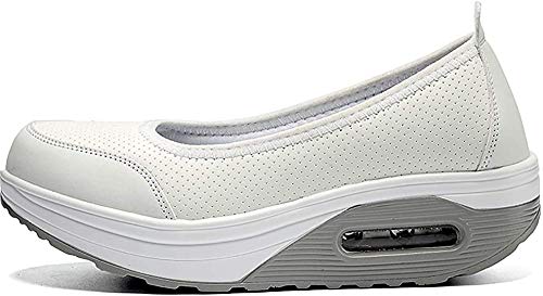 Zapato de Deporte Mujer Cuña Plataforma Zapatillas Transpirable Antideslizante Adelgazar Height-Increasing Fitness Sneaker