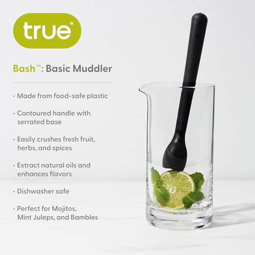 image for True Bash Muddler, Serrated Base, Bar Tools and Cocktail Accessories, 