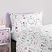 OHS Cot Duvet and Pillow Set, Ballerina Print Toddler Bed Duvet with Pillowcase Super Soft Comfy Girls Bedding Reversible Cot Bed Bedding Set for Kids, White/Purple