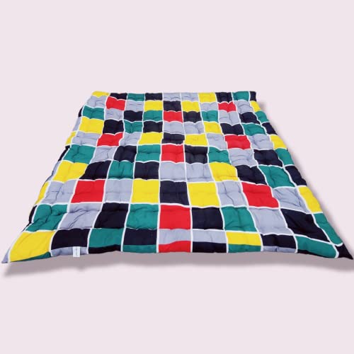 Deevine Craft Soft Cotton Quilt Foldable Movable Picnic Light Weight Filled Single Firm Mattress| Gadda (3D Design Printed, 1 Sleeping Capacity, 3 x 6 ft or 72 x 36 Inches) (Multicolor Boxes)