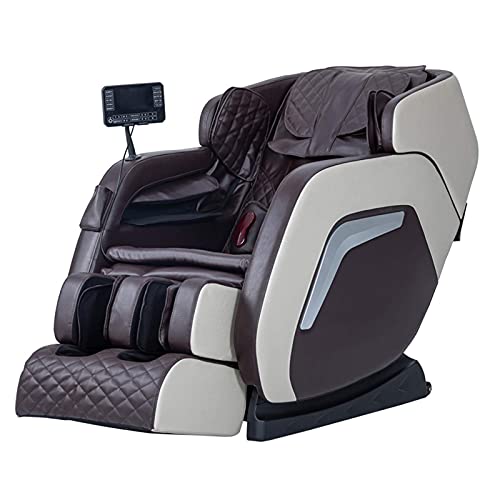 Preisvergleich Produktbild showyow Elektrischer Massagestuhl, Shiatsu-Ganzkörper-Massagestuhl mit Ganzkörperairbag, platzsparend, Bluetooth-Lautsprecher, Heizung, Fußrolle, Braun