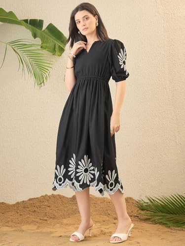 Image of JULEE Women's Rayon Embroidered Dress Butta Dress-BAC