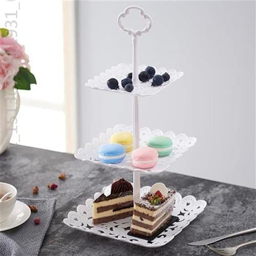 Set of 6 PCS Plastic Party Cake Stand and Cupcake Holder Fruits Dessert Display Plate Table Decoration for Wedding Birthday Party Celebration (Square) - Thumbnail 5