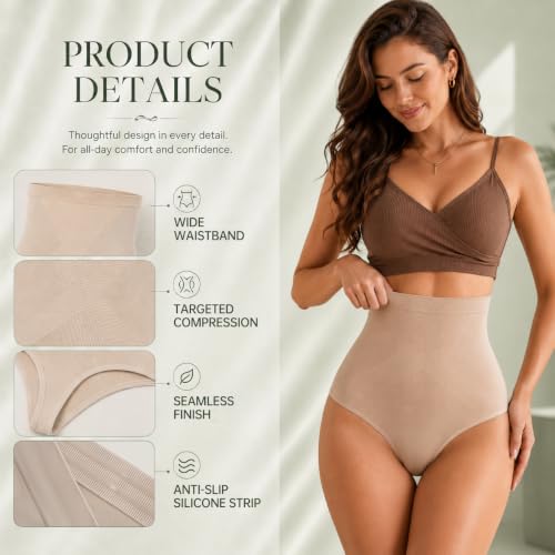 Image of DREAM SLIM Women's High-Waist Seamless Body Shaper Briefs Firm Control Tummy Thong Shapewear Panties Girdle Underwear