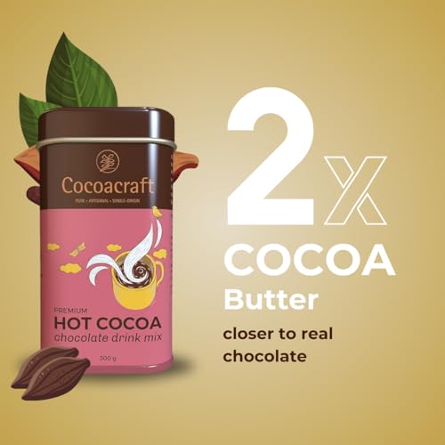 Image of Cocoacraft Hot Cocoa Chocolate Mix (300g) Drinking Hot Chocolate Mix with 22% Cocoa Butter |100% Natural | Handmade Artisanal Cocoa Mix from Kerala.