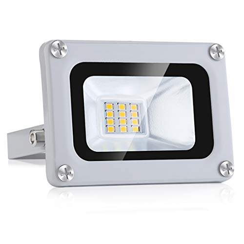 NIKEEYEN 10W LED Flutlicht Wasserdicht IP65 12V Niedriger Druck LED Strahler 1000LM 6500K KaltWeiß Außen Sicherheit Licht für Garten Hof Garage Lager Dach Spielplatz