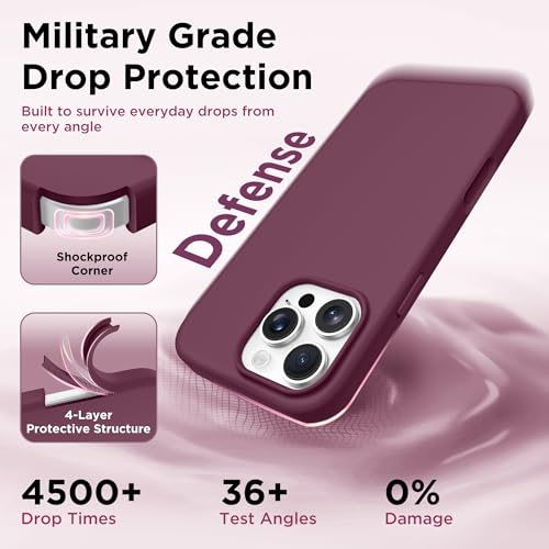 Image of GolbinBox Magnetic for iPhone 16 Pro Max Case, Silicone Cover, Wine Red