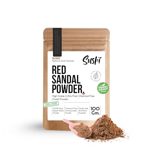 Sushi Red Sandalwood Powder for Face Pack, Pooja & Skin Care | Pure & Natural Raktha Chandan | Pack of 1 | 100gm