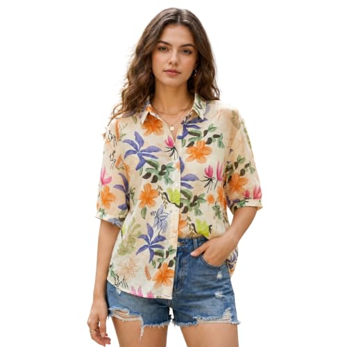 Image of URBAN OX Women's Casual Shirt - Stylish Printed Long Top for Women & Girls | Elegant Shirt for Women | Breathable Summer Tops for Women