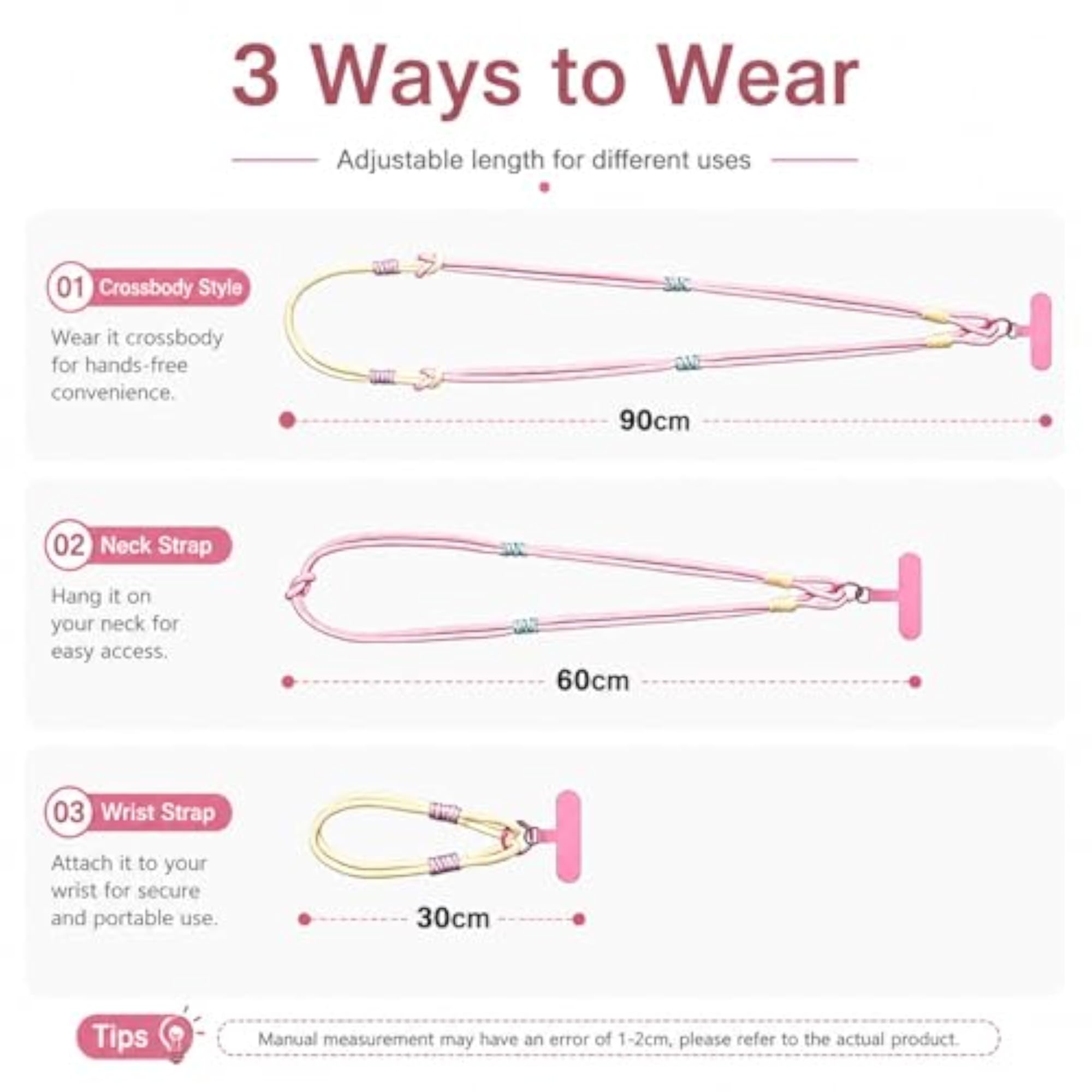 Phone Strap Crossbody, Elastic Braided Mobile Lanyard for Universal Anti Theft