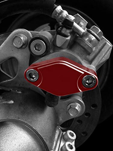 Black Path - Fits Yamaha Parking Brake Cover Plate Kit Banshee + Blaster + Raptor 250 + 350 + 660 + Warrior 350 + YFZ450 ATV (Red) T6 Billet - Thumbnail 3