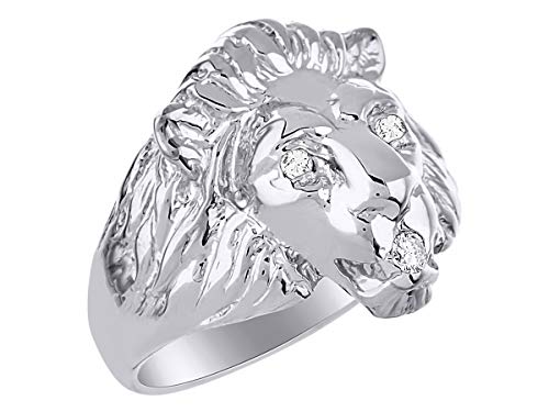 Bague tête de lion en argent 925 dore d'un eclat d'exception avec diamants