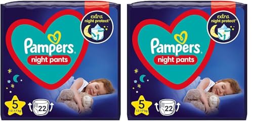 Pampers (Alte Version), Night Pants Windeln, Größe 5, 22 Stück, 12kg-17kg (Packung mit 2)