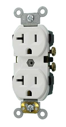Leviton CR20-W 20-Amp, 125-Volt, Narrow Body Duplex Receptacle, Straight Blade, Commercial Grade, Self Grounding, 10-Pack, White