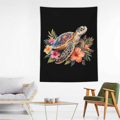 Tapiz vertical de tortuga marina con diseño divertido para una decoración de pared única 3
